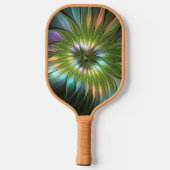Lumineuze kleurrijke Fantasy Flower Fractal Art Pickleball Paddle (Achterkant)