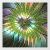 Lumineuze kleurrijke Fantasy Flower Fractal Art Raamsticker (Vel)