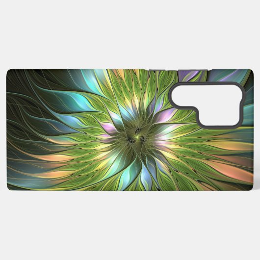 Lumineuze kleurrijke Fantasy Flower Fractal Art Samsung Galaxy Hoesje (Achterkant horizontaal)
