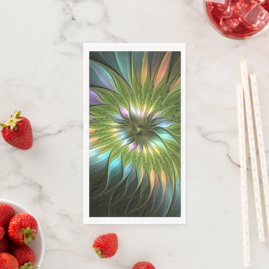 Lumineuze kleurrijke Fantasy Flower Fractal Art Servet (Insitu)