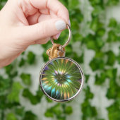 Lumineuze kleurrijke Fantasy Flower Fractal Art Sleutelhanger (Hand)