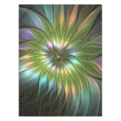 Lumineuze kleurrijke Fantasy Flower Fractal Art Tafelkleed (Voorkant)