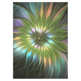 Lumineuze kleurrijke Fantasy Flower Fractal Art Tafelkleed