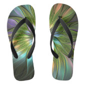 Lumineuze kleurrijke Fantasy Flower Fractal Art Teenslippers (Voetbed)