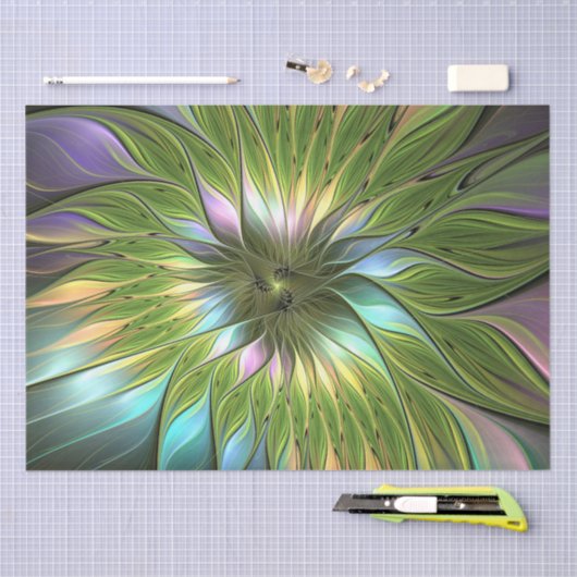 Lumineuze kleurrijke Fantasy Flower Fractal Art Tissuepapier (Craft)