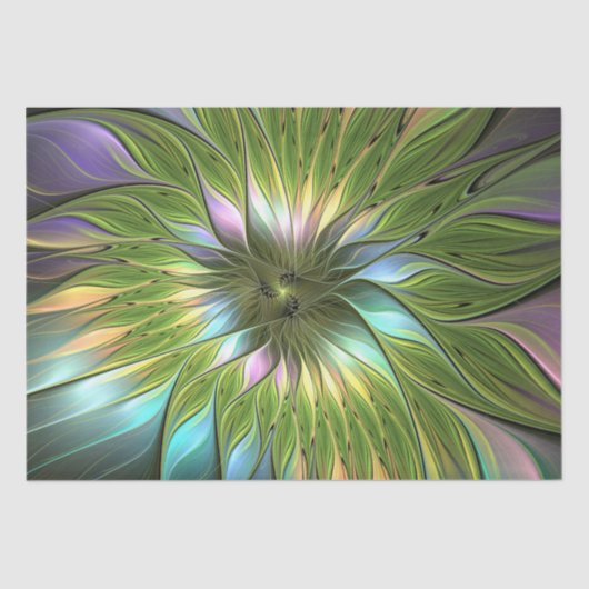 Lumineuze kleurrijke Fantasy Flower Fractal Art Tissuepapier (Voorkant)