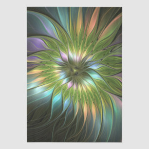 Lumineuze kleurrijke Fantasy Flower Fractal Art Tissuepapier