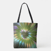 Lumineuze kleurrijke Fantasy Flower Fractal Art Tote Bag (Achterkant)