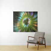 Lumineuze kleurrijke Fantasy Flower Fractal Art Wandkleed (In Situ (horizontaal))