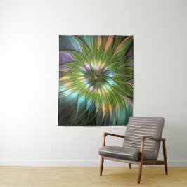 Lumineuze kleurrijke Fantasy Flower Fractal Art Wandkleed