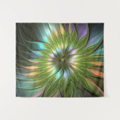 Lumineuze kleurrijke Fantasy Flower Fractal Art Wandkleed (Voorkant (horizontaal))