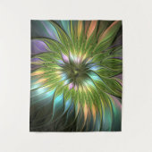 Lumineuze kleurrijke Fantasy Flower Fractal Art Wandkleed (Voorkant)