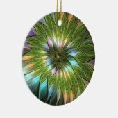 Lumineuze kleurrijke Fantasy Flower Fractal Circle Keramisch Ornament (Rechts)