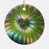 Lumineuze kleurrijke Fantasy Flower Fractal Circle Keramisch Ornament (Achterkant)