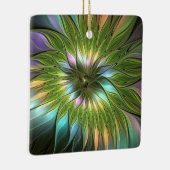 Lumineuze kleurrijke Fantasy Flower Fractal Square Keramisch Ornament (Rechts)