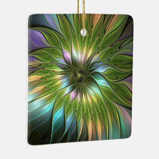 Lumineuze kleurrijke Fantasy Flower Fractal Square Keramisch Ornament (Rechts)