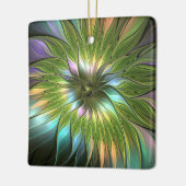Lumineuze kleurrijke Fantasy Flower Fractal Square Keramisch Ornament (Links)