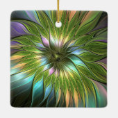 Lumineuze kleurrijke Fantasy Flower Fractal Square Keramisch Ornament (Achterkant)