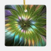 Lumineuze kleurrijke Fantasy Flower Fractal Square Keramisch Ornament (Voorkant)