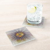 Lumineuze kleurrijke ventilator, Abstract matig fr Glazen Onderzetter (Schuin)