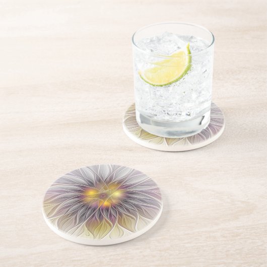 Lumineuze kleurrijke ventilator, Abstract matig fr Zandsteen Onderzetter (Zijkant)