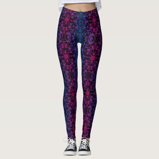 Lumineuze kruislijnen 01 x4 bw zwart BG Leggings (Voorkant)