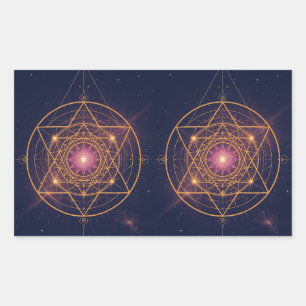 Lumineuze Mandala van Gouden Harmonie Rechthoekige Sticker