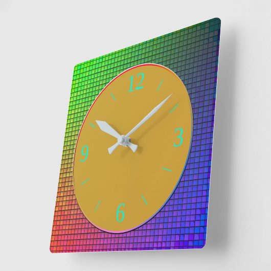 Lumineuze, multicolore ontwerpwandklok vierkante klok (Hoek)