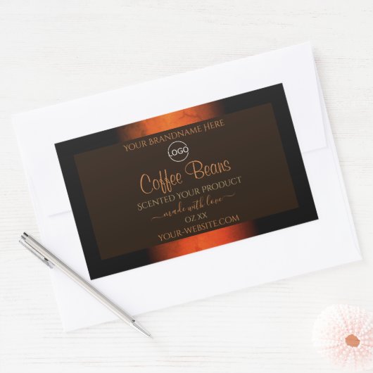 Lumineuze Oranje bruine marmer Product Labels Logo (Envelop)