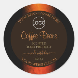 Lumineuze Oranje bruine marmer Product Labels Logo