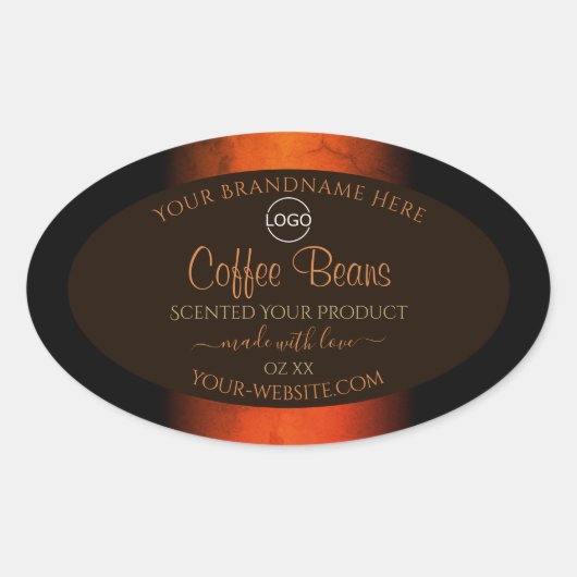 Lumineuze Oranje bruine marmer Product Labels Logo (Voorkant)