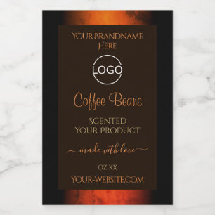 Lumineuze Oranje bruine marmer Product Labels Logo Voedselcontainer Etiket