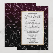 Lumineuze Paarse White Zodiac Constellation Stars Kaart (Voorkant / Achterkant)