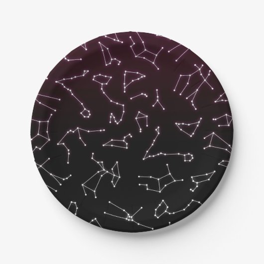Lumineuze Paarse White Zodiac Constellation Stars Papieren Bordje (Voorkant)