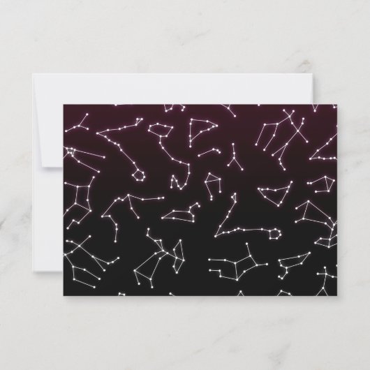 Lumineuze Paarse White Zodiac Constellation Stars Save The Date (Achterkant)