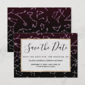 Lumineuze Paarse White Zodiac Constellation Stars Save The Date (Voorkant / Achterkant)