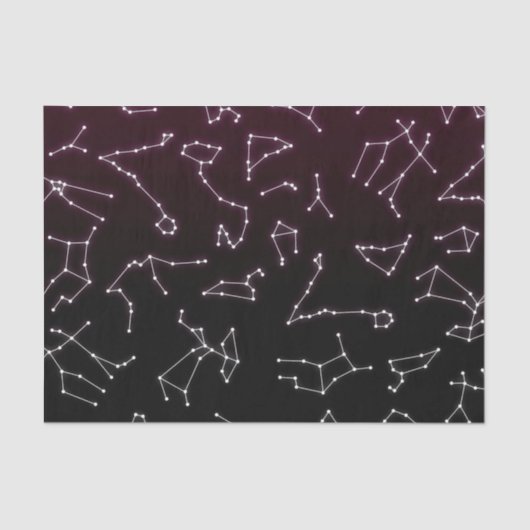 Lumineuze Paarse White Zodiac Constellation Stars Tissuepapier (Voorkant)