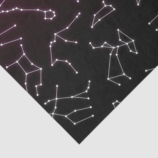 Lumineuze Paarse White Zodiac Constellation Stars Tissuepapier (Detail)