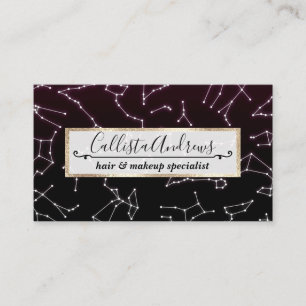 Lumineuze Paarse White Zodiac Constellation Stars Visitekaartje