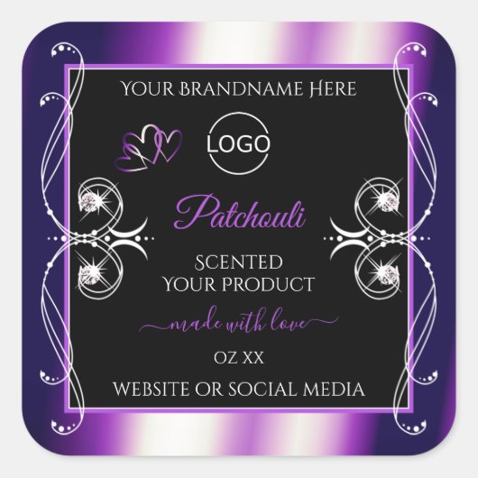 Lumineuze Paarse zwarte etiketten op juwelen Logo (Voorkant)