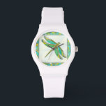 Lumineuze pastolflaag van Vanna Lam Horloge<br><div class="desc">Creëer door Vanna Lam is deze lichtgevende libellen geverfd in pastelkleuren. Het is misschien niet zo dat je het in natuur vindt,  maar het is toch een verbluffende creatie. Bestel vandaag uw afdruk!</div>