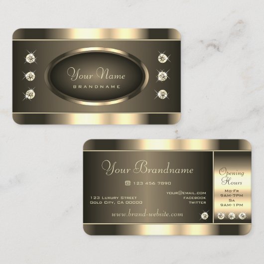 Lumineuze platinumkleuren met Shimmery Rhinestones Visitekaartje (Voorkant / Achterkant)