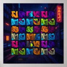 Lumineuze Pop Art Graffiti Muur Decoratie Print