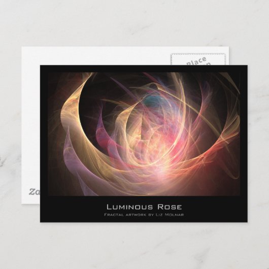 Lumineuze Roos Fractal Artist Card Briefkaart (Voorkant / Achterkant)