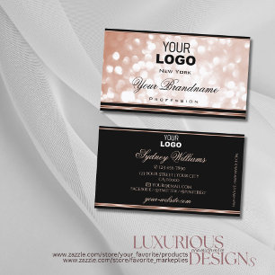 Lumineuze Roos Gold Spark Glitter Logo Black Luxe Visitekaartje