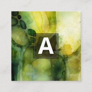 Lumineuze Stroom   Abstracte Aquarel  Vierkante Visitekaartje
