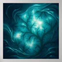 Lumineuze Stroom Fractale Behang en Kunstprint