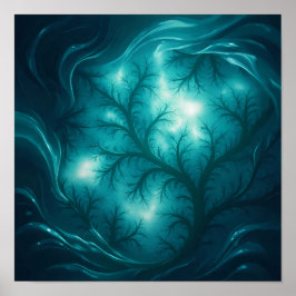 Lumineuze Stroom Fractale Behang en Kunstprint Poster