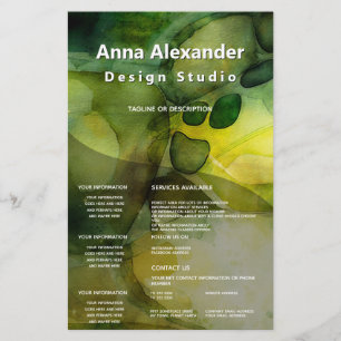Lumineuze Stroom Groene Abstracte Aquarel Flyer