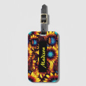 Lumineuze zonnebloemen bagagelabel (Voorkant (verticaal))